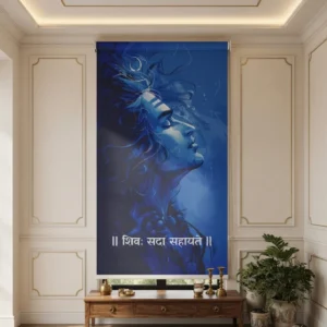 Blue Design Lord Shiva Roller Blind for Puja Room and Mandir