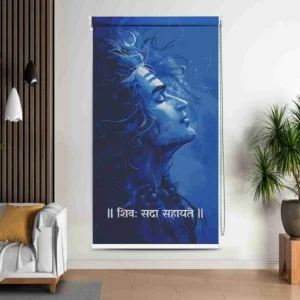Lord Shiva Roller Blind in Blue Divine Artwork perfect blind for Pooja Room and Mandir