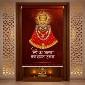Khatu Shyam Pooja Room Roller Blind with Red Divine Attire