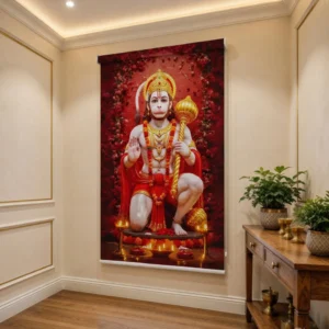 Pavan Putra Lord Hanuman Roller Blind for Pooja Room and Mandir