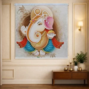 Artistic Ganpati Bappa Roller Blind for Pooja Room and Temple