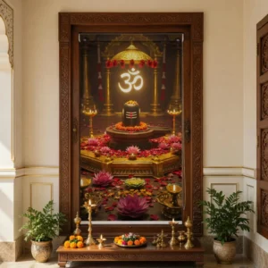 Home Decor Items Online at Best Price in India 8 Divine Shivling Mandir Roller Blind with Om Symbol