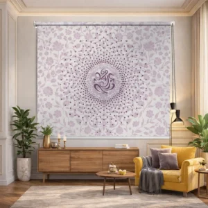 Elegant Floral Lord Ganesha Roller Blind