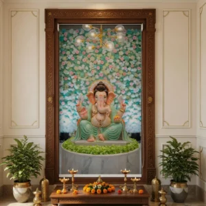 Floral Ganesh Roller Blind for Pooja Room