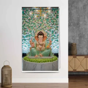 Floral Ganesh Roller Blind for Pooja Room and spiritual home decor