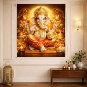 Buy premium Blinds & Wallpaper Online at Best Price in India 22 Golden Bhagwan Ganesha Roller Blind for Temple and Puja Room