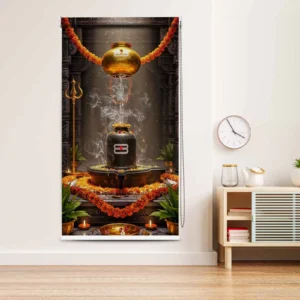 Lord Shiva Pooja Room Roller Blind with Shivling jal Abhishek Design