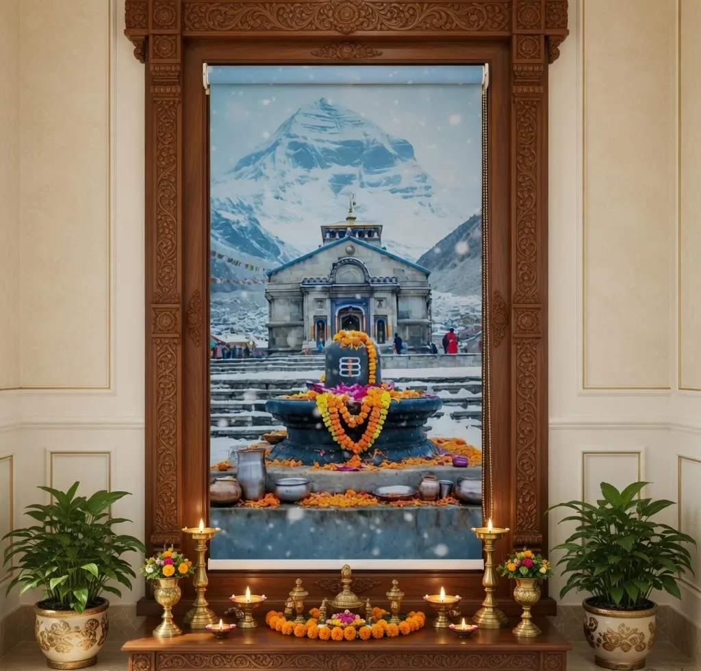 Lord Shiva's Kedarnath Shivling Puja Room Roller Blind 1 Lord Shiva's Kedarnath Shivling Puja Room Roller Blind