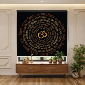 Om Namah Shivaya Mantra Roller Blinds for Pooja Room and Mandir