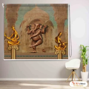 Spiritual & Artistic Dancing Lord Ganesha Roller Blind