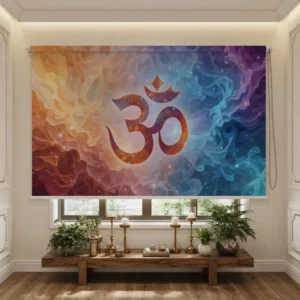 Spiritual Galaxy Cosmic Om Puja Room Roller Blind