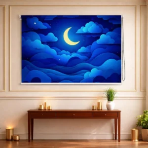 Kids Moon and Clouds Dream Theme Night Sky Roller Blind
