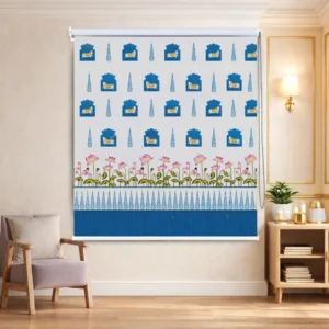 Home Decor Items Online at Best Price in India 54 Blue and White Sacred Cow pichwai Motif art Roller Blind