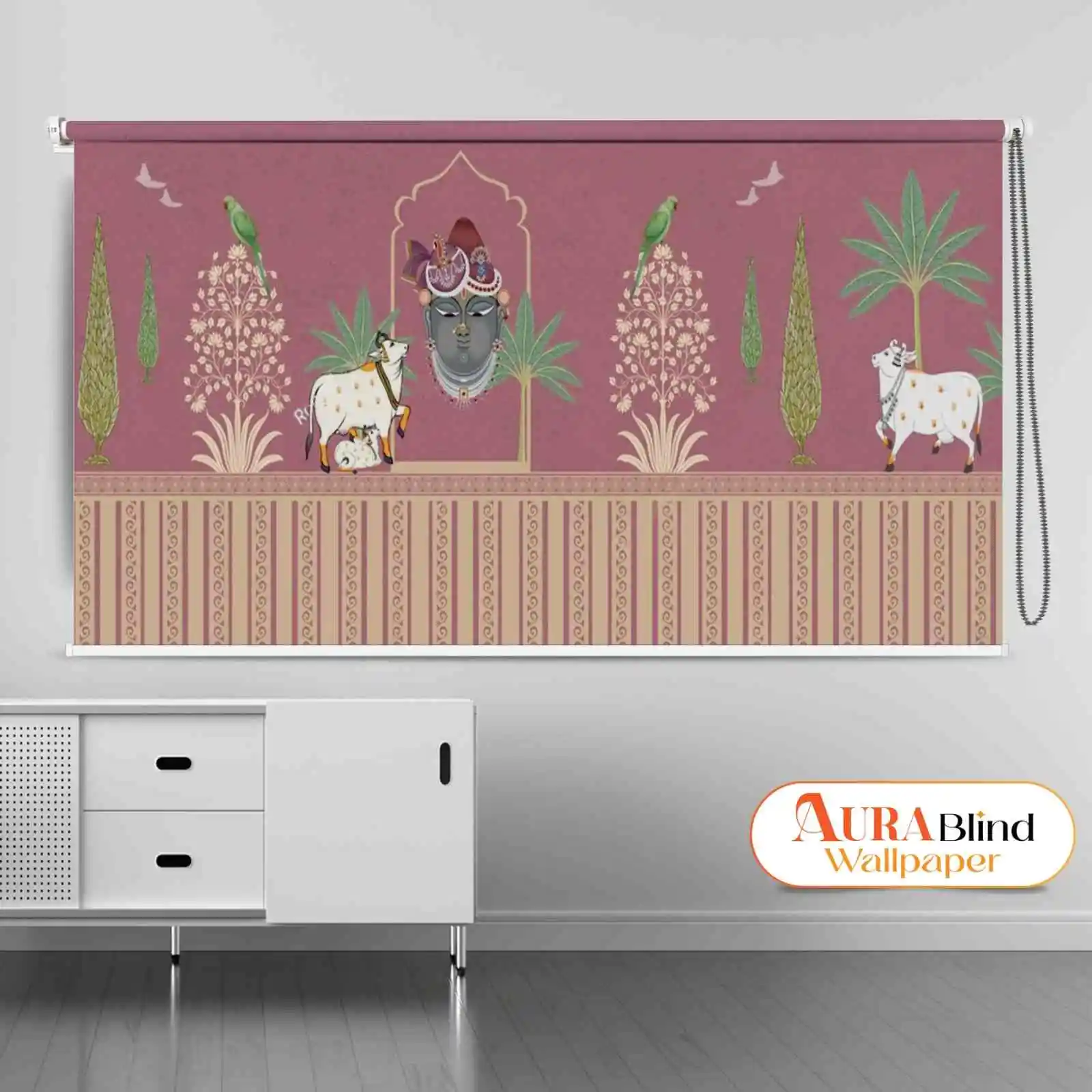Lord Shreenathji Pichwai art design Roller Blind for Temple