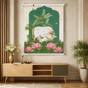 Pichwai Cow Roller Blind for Mandir