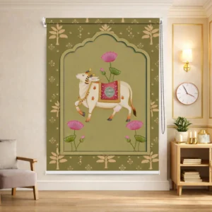 Home Decor Items Online at Best Price in India 58 Royal Lotus Cow Pichwai Art Roller Blind