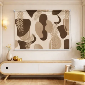 Abstract Earth Tone Roller Blinds for Living Room and Bedroom