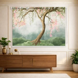 Blossoming Willow Tree Design Roller Blind for Window