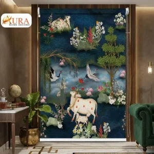 Home Decor Items Online at Best Price in India 44 Divine Forest Harmony Cow and Calf Pichwai Roller Blind