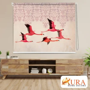 Elegant Flamingo Flight Roller Blind with Artistic Bird Pattern for Stylish Windows