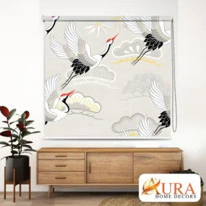 Flying Crane Pattern Roller Blinds for Living Room and Bedroom