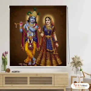 Krishna and Radha Divine Art Roller Blind for Pooja Room