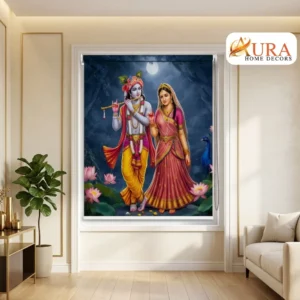 Home Decor Items Online at Best Price in India 37 Krishna and Radha Romantic Night Walk Pooja Room Roller Blinds