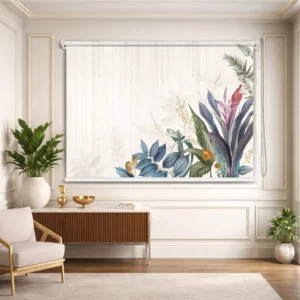 Minimal Botanical Soft Floral Roller Blind for Living Room and Bedroom