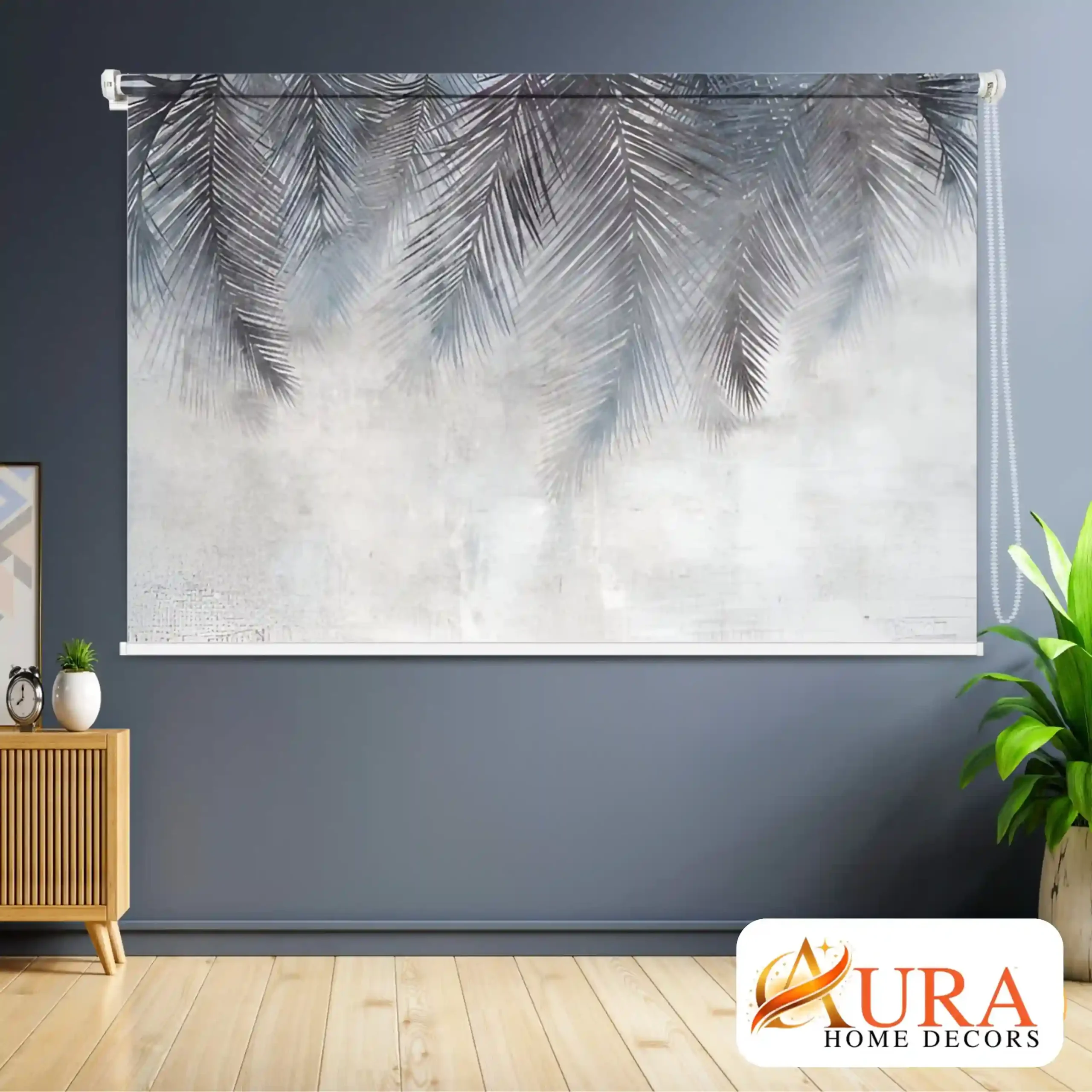 Modern Tropical Palm Leaf Abstract Roller Blind for Window