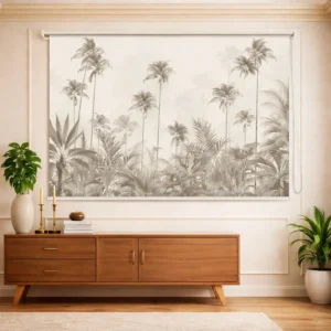 Home Decor Items Online at Best Price in India 12 Monochrome Tropical Palm Forest Roller Blinds for Bedroom