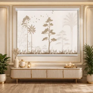 Neutral Nature Tree Pattern Rolller Blind for Living Room and Bedroom