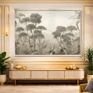 Serene Botanical Forest Grey Roller Blind for Modern Window Decor