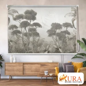 Serene Botanical Forest Grey Roller Blinds for Modern Interiors