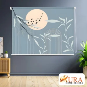 Trending Abstract Nature Roller Blind with Sun and Bird Design
