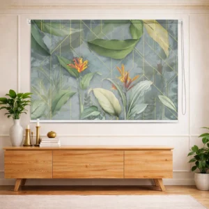 Tropical Leaf Pattern Window Blind for Living Rooms