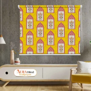 Yellow Mughal Floral Arch Pattern Roller Blind