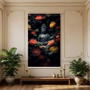 Divine Buddha Lotus floral Garden Roller Blinds