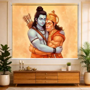 Home Decor Items Online at Best Price in India 23 Divine Embrace of Bhagwan Shri Ram and Hanuman art design Roller Blinds