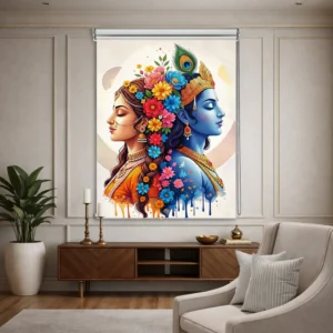 Divine Harmony Radha Krishna Dual Portrait Roller Blind