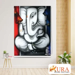 Divine Lord Ganesha Blessings Roller Blind with Temple Bells