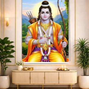 Divine Lord Rama Mandir Roller Blind with Bow and Arrow