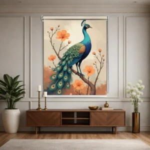 Divine Peacock Blossom Art Roller Blind
