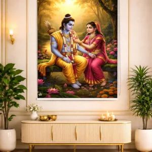 Divine Ram–Sita Forest Harmony Roller Blinds for Temple