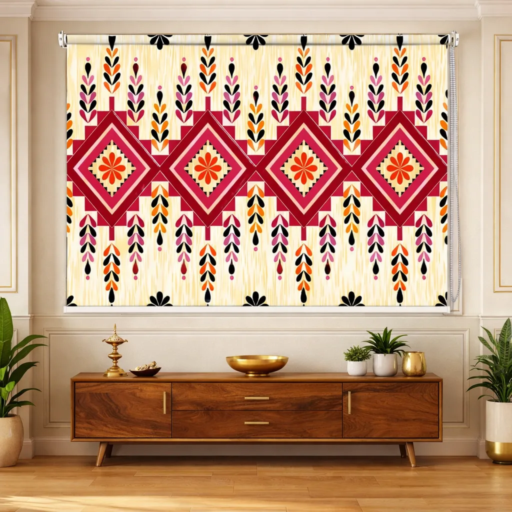 Ethnic Geometric Pattern Roller Blind for WIndow
