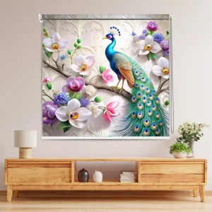 Floral Nature-Inspired Royal Peacock Blossom Roller Blind
