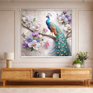 Floral Nature-Inspired Royal Peacock Blossom Roller Blind