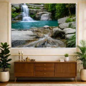 Flowing Waterfall Nature and Vastu-inspired Roller Blind for Window