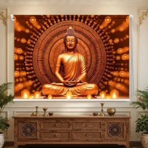 Golden Buddha Roller Blind for Meditation Room