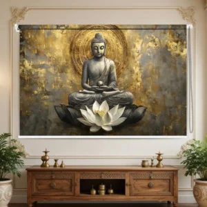 Golden Buddha Roller Blind for Temple