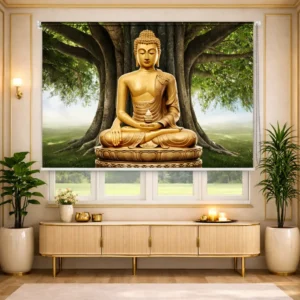 Golden Buddha Under Bodhi Tree Window Roller Blind